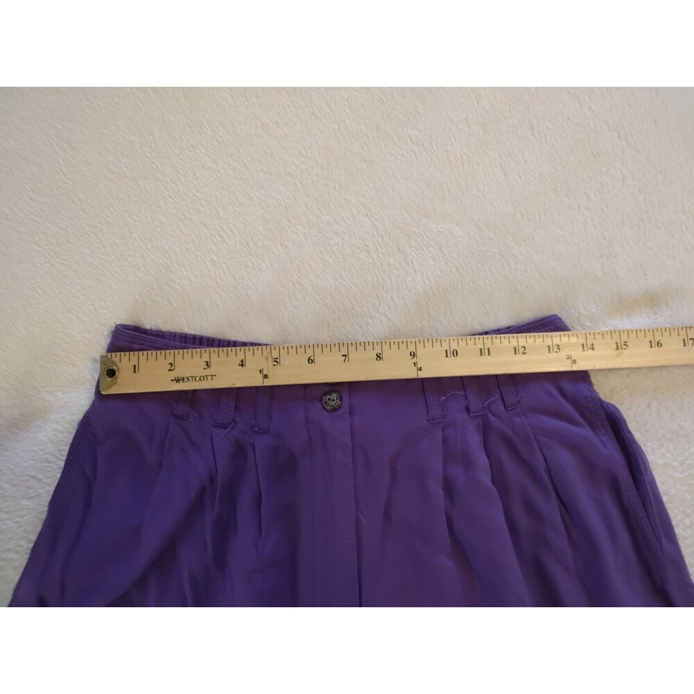 Vintage Retro Womens Purple Pleated Shorts High Waist Casual Bermuda Pocket Sz L - Picture 4 of 7